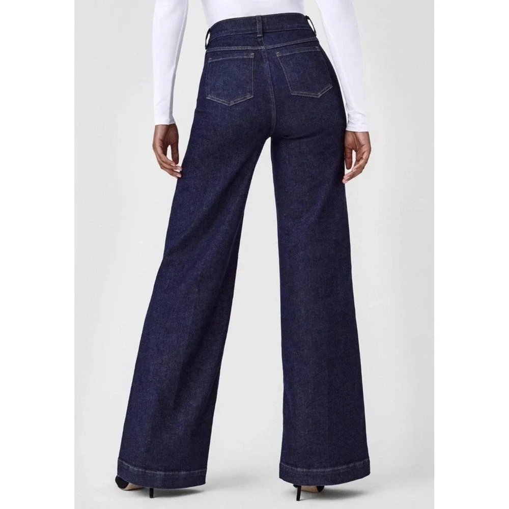 NWT Spanx EveryWear Flare Jeans Women's Size XL Raw Indigo Pull On Boho 21266Q - Picture 2 of 16